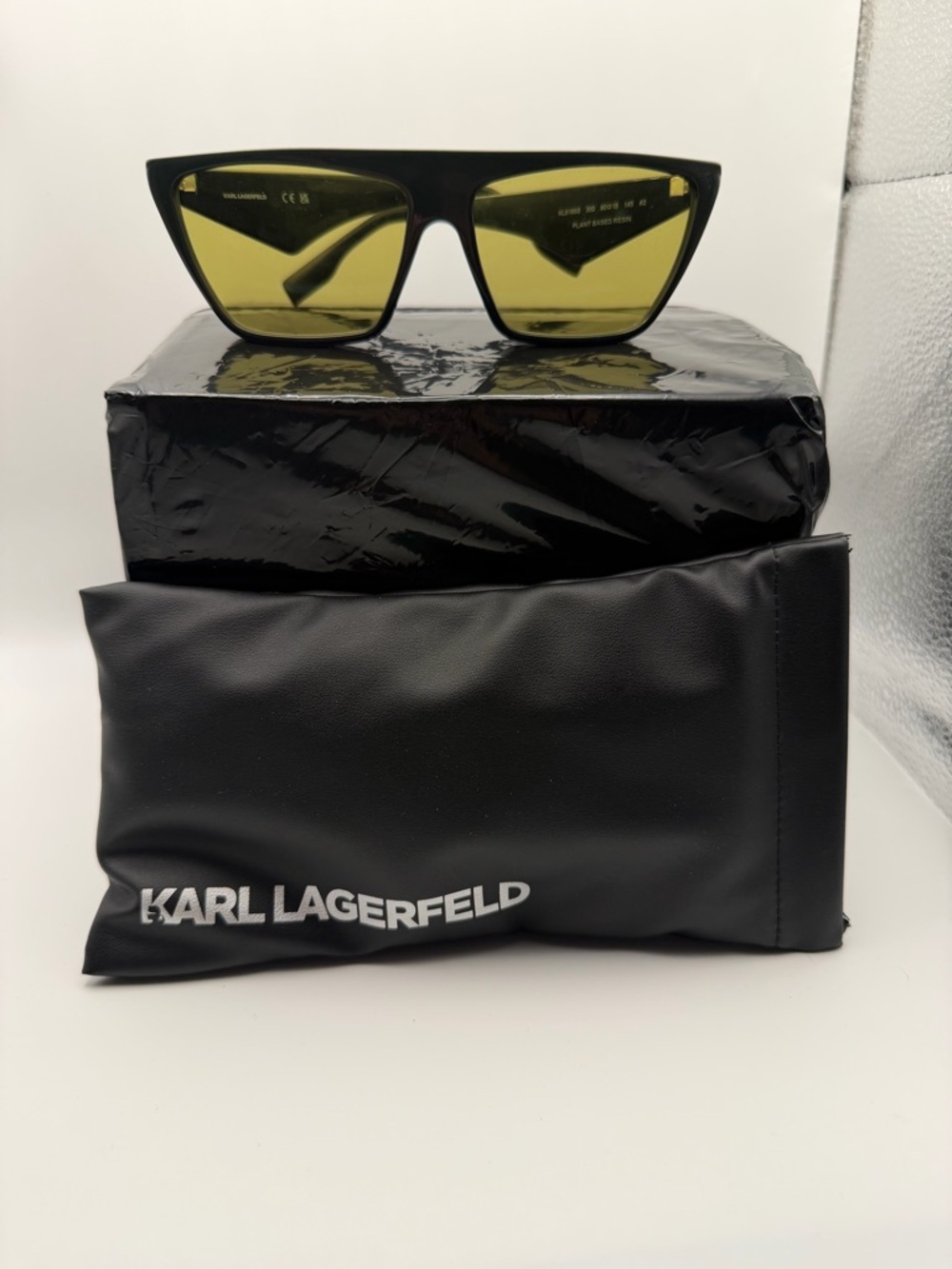 Karl Lagerfeld Black Sunglasses with Yellow Lenses